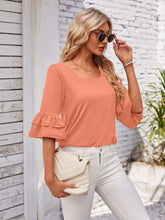 Load image into Gallery viewer, Ruffled Suqare Neck Half Sleeve Blouse