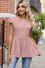 Load image into Gallery viewer, Tied Ruffled Round Neck Peplum T-Shirt