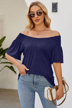Load image into Gallery viewer, Smocked Round Neck Flutter Sleeve T-Shirt
