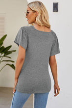 Load image into Gallery viewer, Smocked Round Neck Flutter Sleeve T-Shirt