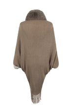Load image into Gallery viewer, Striped Fringe Detail Long Sleeve Poncho