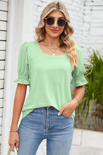 Load image into Gallery viewer, Smocked Square Neck Short Sleeve T-Shirt