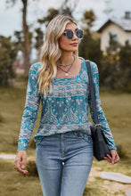 Load image into Gallery viewer, Printed Square Neck Long Sleeve Blouse