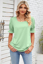 Load image into Gallery viewer, Smocked Square Neck Short Sleeve T-Shirt