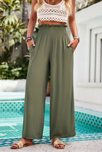 Load image into Gallery viewer, Smocked Wide Leg Pants with Pockets