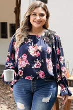 Load image into Gallery viewer, Plus Size Floral Flounce Sleeve Blouse