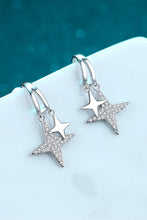 Load image into Gallery viewer, Moissanite Star Rhodium-Plated Drop Earrings