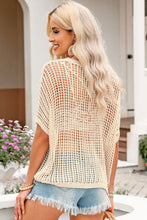 Load image into Gallery viewer, Openwork Round Neck Half Sleeve Knit Top