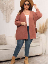 Load image into Gallery viewer, Plus Size Open Front Dropped Shoulder Knit Cardigan