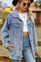 Load image into Gallery viewer, Buttoned Collared Neck Denim Jacket with Pockets