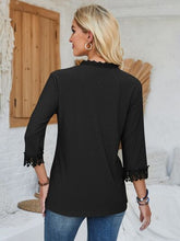 Load image into Gallery viewer, Lace Detail V-Neck Three-Quarter Sleeve Blouse