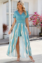Load image into Gallery viewer, Smocked High-Low Printed Surplice Dress