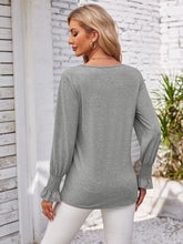 Load image into Gallery viewer, Smocked V-Neck Long Sleeve Blouse