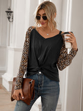 Load image into Gallery viewer, Leopard Twist Front Cold-Shoulder Tee