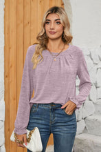 Load image into Gallery viewer, Ruched Round Neck Flounce Sleeve T-Shirt