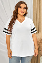 Load image into Gallery viewer, Plus Size Striped V-Neck Tee Shirt