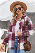 Load image into Gallery viewer, Plaid Button Up Dropped Shoulder Jacket