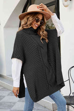 Load image into Gallery viewer, Cable-Knit Turtleneck Slit Sweater