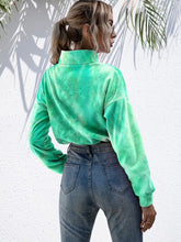 Load image into Gallery viewer, Tie-Dye Quarter Zip Dropped Shoulder Sweatshirt