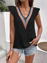 Load image into Gallery viewer, Ruffled V-Neck Cap Sleeve Blouse