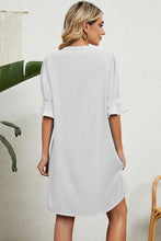 Load image into Gallery viewer, Notched Flounce Sleeve Mini Dress