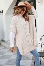 Load image into Gallery viewer, Cable-Knit Turtleneck Slit Sweater