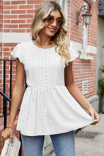 Load image into Gallery viewer, Tied Ruffled Round Neck Peplum T-Shirt