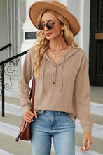 Load image into Gallery viewer, Drawstring Half Button Long Sleeve Hoodie