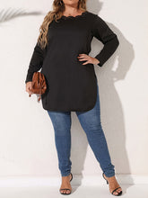 Load image into Gallery viewer, Plus Size Slit Long Sleeve T-Shirt