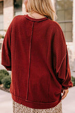 Load image into Gallery viewer, Plus Size Exposed Seam Waffle-Knit High-Low Sweatshirt