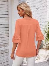 Load image into Gallery viewer, Ruffled Suqare Neck Half Sleeve Blouse
