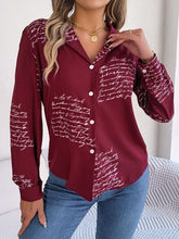 Load image into Gallery viewer, Letter Printed Button Up Long Sleeve Blouse