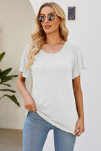 Load image into Gallery viewer, Smocked Round Neck Flutter Sleeve T-Shirt
