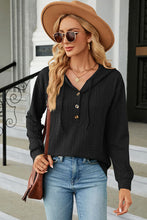Load image into Gallery viewer, Drawstring Half Button Long Sleeve Hoodie