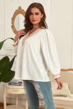 Load image into Gallery viewer, Melo Apparel Plus Size V-Neck Puff Sleeve Blouse