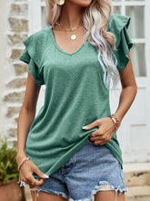 Load image into Gallery viewer, Layered Flutter Sleeve V-Neck Top
