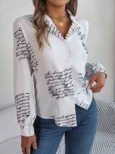Load image into Gallery viewer, Letter Printed Button Up Long Sleeve Blouse