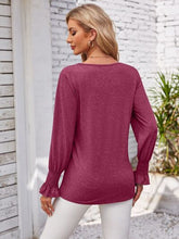 Load image into Gallery viewer, Smocked V-Neck Long Sleeve Blouse