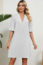 Load image into Gallery viewer, Notched Flounce Sleeve Mini Dress