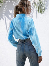 Load image into Gallery viewer, Tie-Dye Quarter Zip Dropped Shoulder Sweatshirt