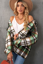 Load image into Gallery viewer, Plaid Pocketed Button Down Shacket