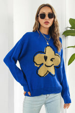 Load image into Gallery viewer, Flower Graphic Drop Shoulder Sweater