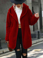 Load image into Gallery viewer, Open Front Ribbed Hooded Coat