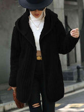 Load image into Gallery viewer, Open Front Ribbed Hooded Coat