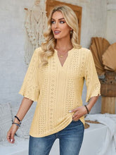 Load image into Gallery viewer, Eyelet Notched Half Sleeve T-Shirt
