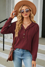 Load image into Gallery viewer, Drawstring Half Button Long Sleeve Hoodie