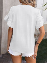 Load image into Gallery viewer, Ruffled Round Neck Short Sleeve Blouse