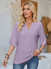 Load image into Gallery viewer, Eyelet Notched Half Sleeve T-Shirt