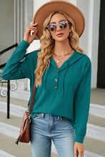Load image into Gallery viewer, Drawstring Half Button Long Sleeve Hoodie