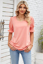 Load image into Gallery viewer, Smocked Square Neck Short Sleeve T-Shirt